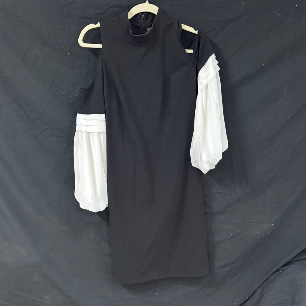 Vince Camuto Black Dress with White Sleeves